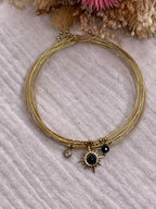 Semainier fin acier doré (7 bracelets), soleil et pierres