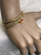 Semainier fin acier doré (7 bracelets), soleil et pierres