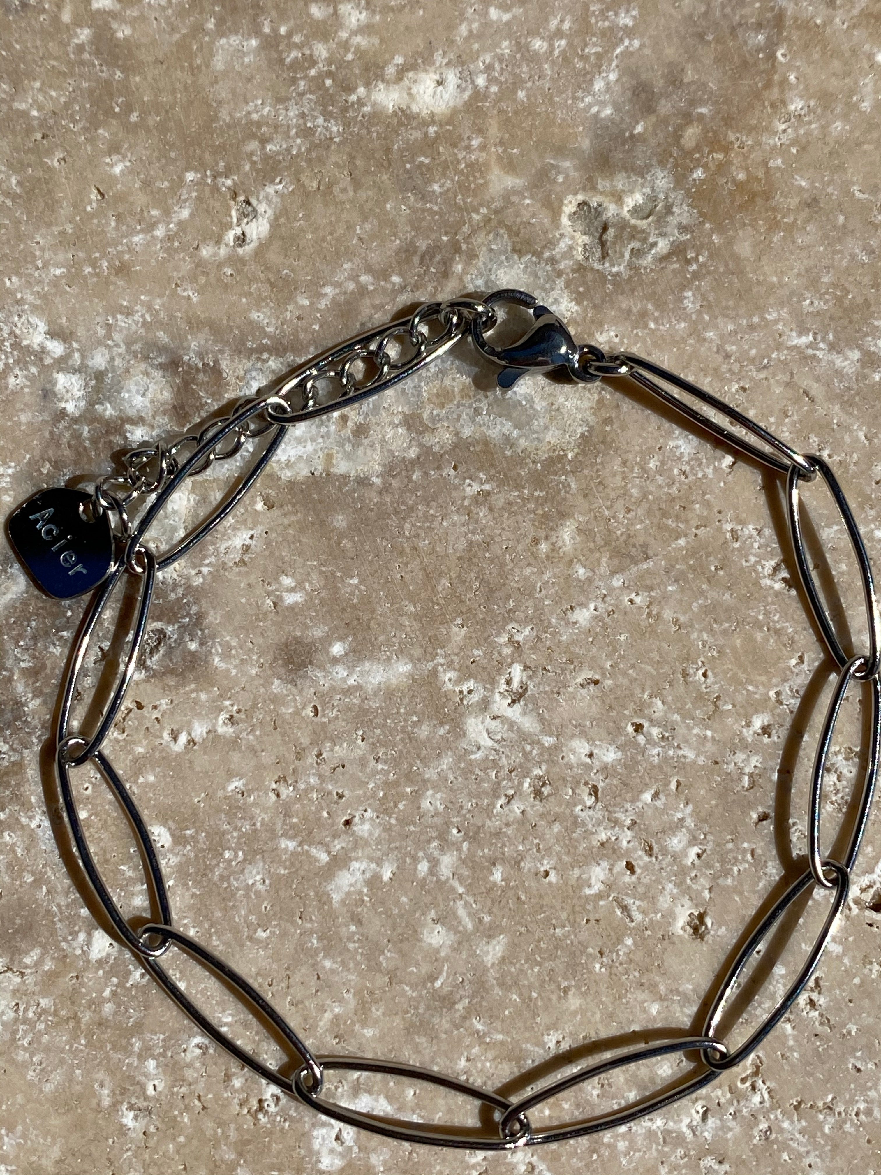 Bracelet, acier inoxydable, big maille Fanny