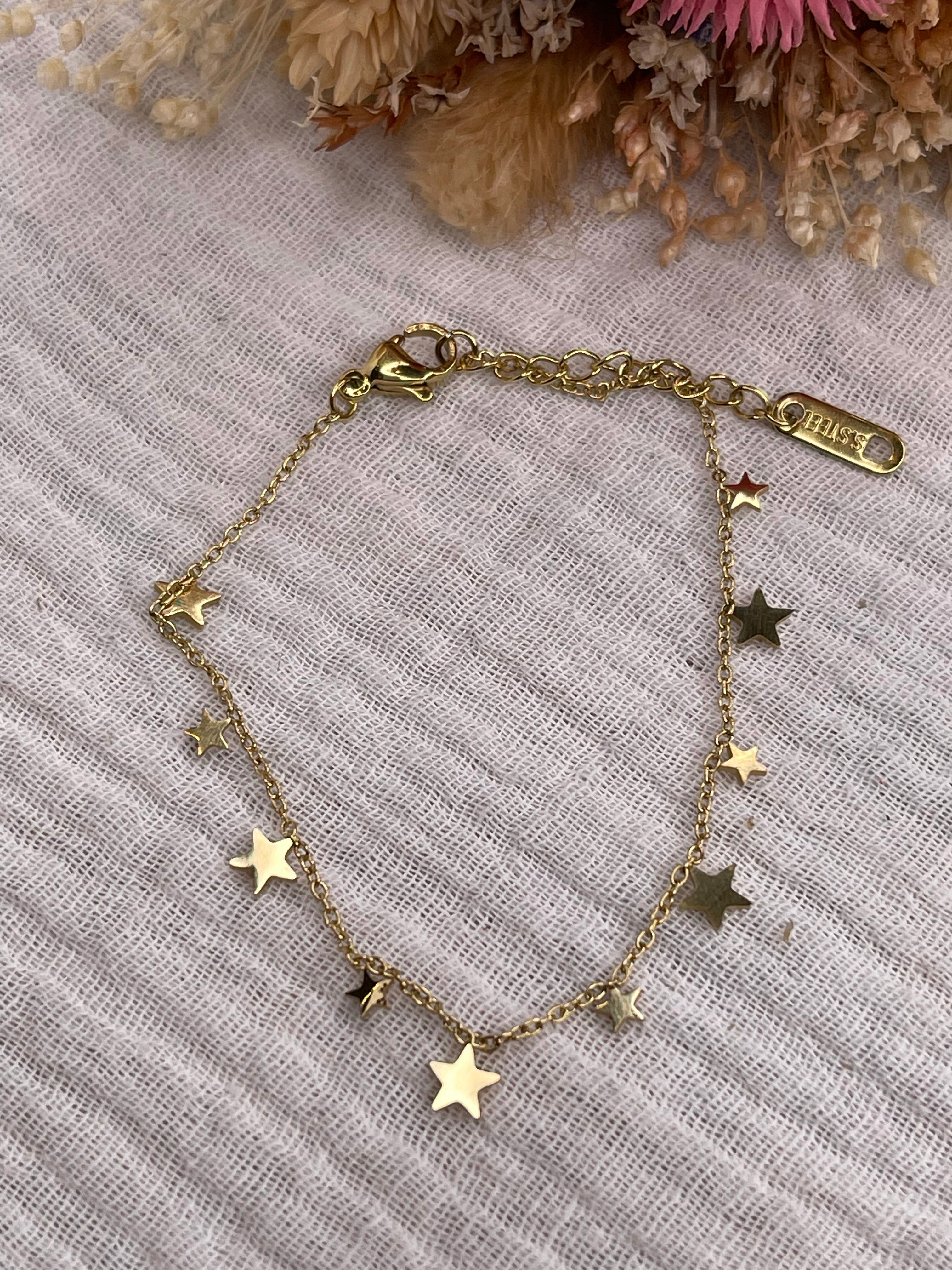 Bracelet acier inoxydable, mini étoiles
